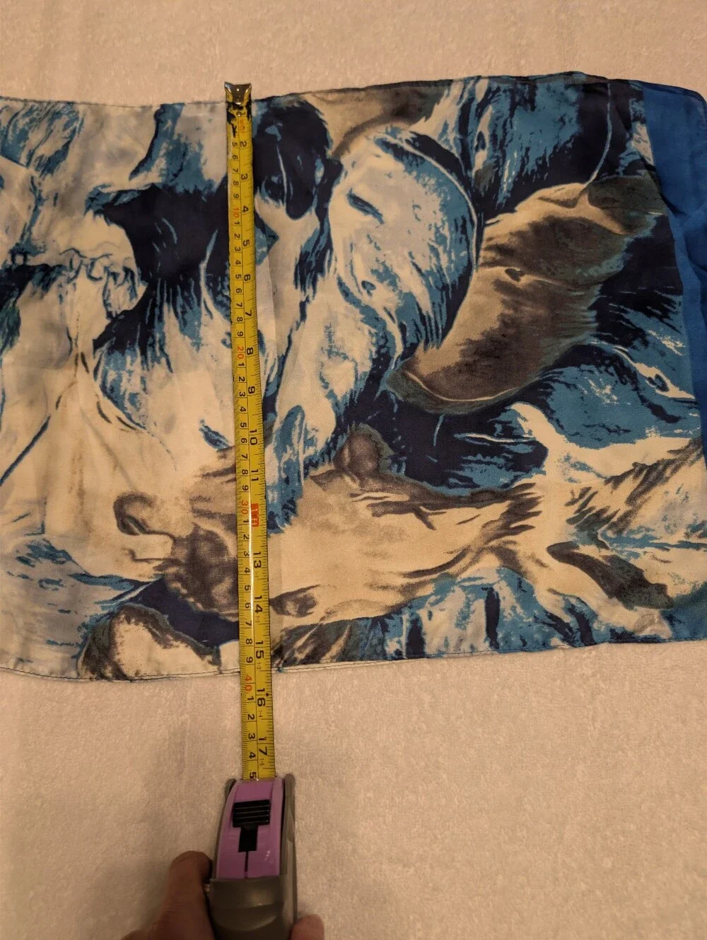 Elegant Blue and Ivory Marble Print Scarf -